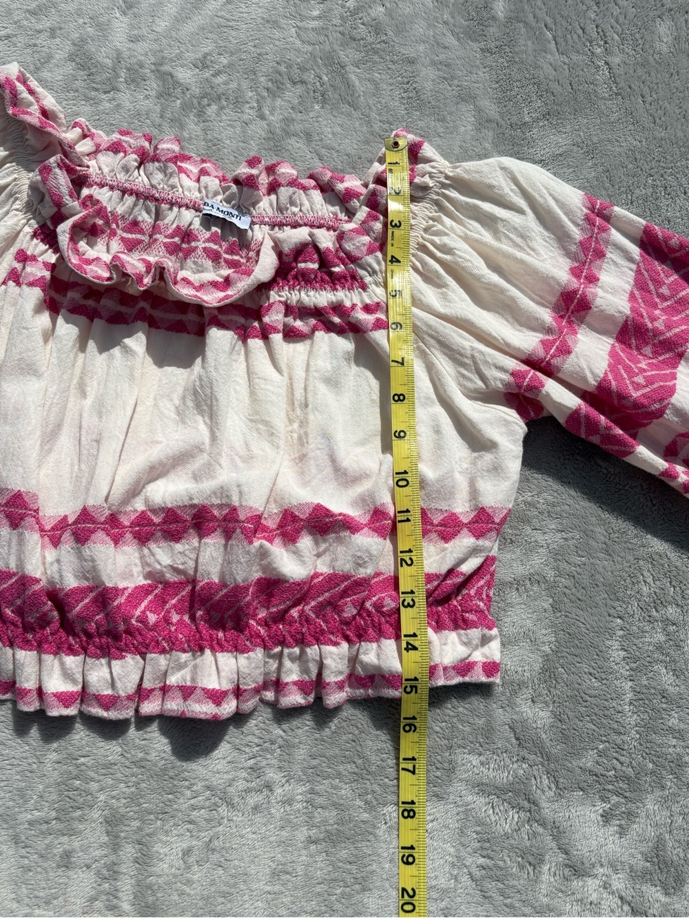 Alba Monti Made in Italy Embroidered Off The Shoulder Crop Blouse Pink. Sz L - Picture 6 of 6